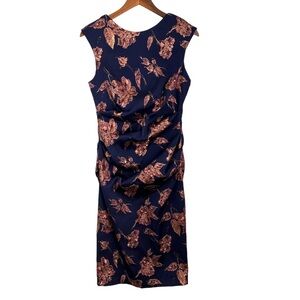 Betsey & Adam Brocade Sheath Midi Dress Navy Copper